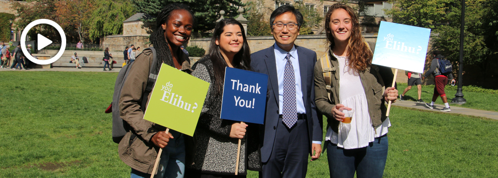 Dean Marvin Chun and students at Elihu Day